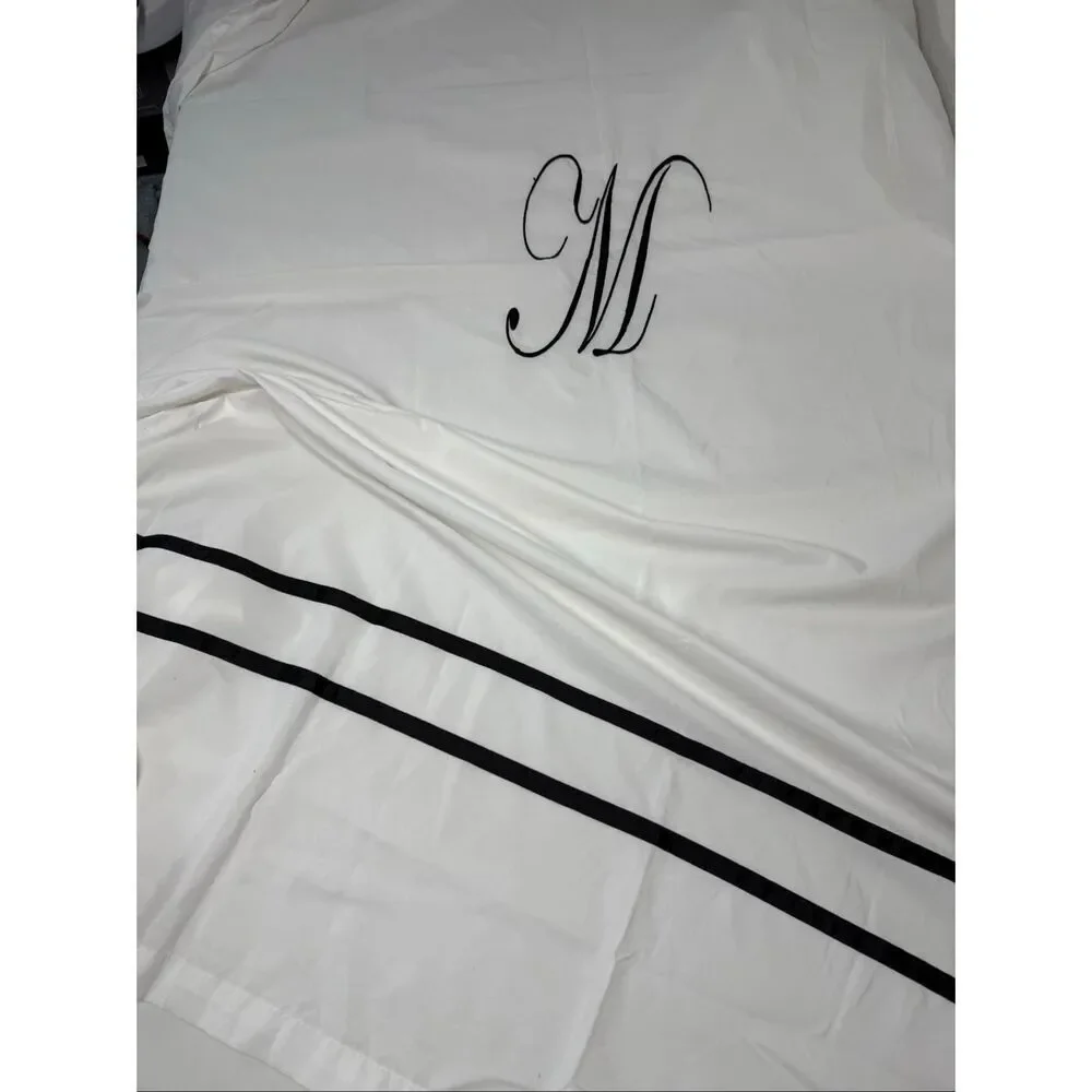 Black & White Monogrammed M Shower Curtain 70” L x 67” W